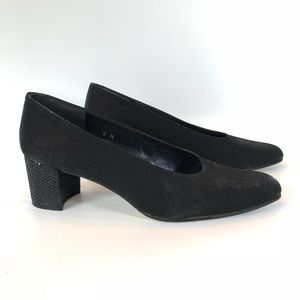 🌵BANDOLINO Satin Shiny Black Sparkle Heel Spain